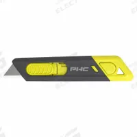 PACIFIC HANDY CUTTER, INC Safety Knife: 6 in Overall Lg, Textured, 1 1/4 in Overall Wd, Metal (MPN E13205-9). Key specifications — attr307884: Slide Release Button; attr307885: Carbon Steel Rounded Tip; attr307882: Green; attr307878: Textured; attr307881: Metal; attr324892: PACIFIC HANDY CUTTER, INC.