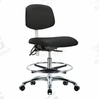 ESD/Cleanroom Task Chair: Vinyl, Armless, Ht Range 21 1/2 in to 29 in, 19 in Seat Wd, 18 in Seat Dp (MPN BR-NECR-MBCH-CR-T1-A0-CF-EC-ESDBLK). Key specifications — Foot Support: Yes; Back Tilt Backward: 13.5°; Back Tilt Forward: 10.5°; Base Material: Aluminum; Brand: APPROVED VENDOR; Product Type: Cleanroom Task Chair; Cleanroom Class: ISO 5; ESD-Safe: ESD-Safe.