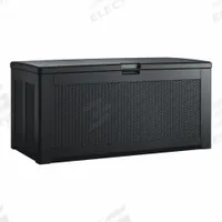 Deck Box: 55 1/2 in W x 27 1/2 in H, 18.3 cu ft, Charcoal, 54 1/4 in L x 26 1/4 in H (MPN 2193949). Key specifications — Brand: RUBBERMAID; Material: Resin; Color: Charcoal.