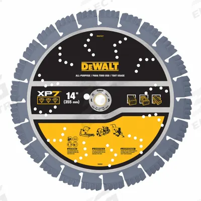 DEWALT Diamond Saw Blade: Block/Brick/Concrete, 14 in Blade Dia., 1 in Arbor Size - Concrete & Asphalt-Cutting Blades