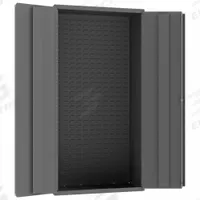 DURHAM MFG Bin Cabinet: 36 in x 18 in 72 in, 0 Shelves, 0 Bins, Solid, 14 ga Panel, Gray, Keyed (MPN 3602-BLP-95). Key specifications — attr64260: Assembled; attr64275: Shelf and Bin; attr63933: DURHAM MFG; attr64274: Gray; attr64276: Powder Coated; attr146303: Steel; attr143811: Bins.