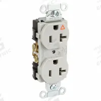 HUBBELL Receptacle: Duplex, 5-20, Gray, 125V AC, 20 A, 2 Pole / 3 Wire (MPN IG5352GY)