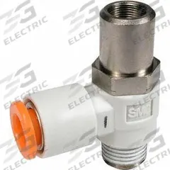 SMC Flow Control Valve: Elbow Fitting, Screwdriver Slot, 1/2 in Valve Body Size, 10 mm Tube (MPN AS4211F-04-10SD). Key specifications — attr947203: Brass/PBT; attr947205: SMC.