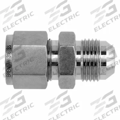 BRENNAN INDUSTRIES Compression Fitting Straight: 3/4 in OD x 3/8 in OD Fitting Size - Clean & Bagged Single-Ferrule Stainless Steel Fittings