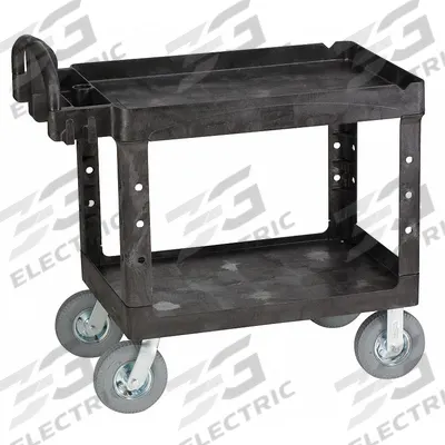 RUBBERMAID COMMERCIAL PRODUCTS Utility Cart: 500 lb, 2 Shelves, 37 in L x 25 in W Self - Utility Carts For Rough Surfaces