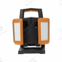 GROZ Temporary Job Site Light: 2,000 lm Max Brightness, LED, 3, 3 Brightness Levels, 3 Lamp Heads (MPN LED/685 (55118)). Key specifications — Battery Chemistry: Lithium Ion; Frame Color: Black/Orange; Lighting Technology: LED; Brand: GROZ; No. of Brightness Levels: 3.