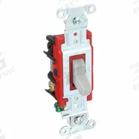 BRYANT Wall Switch: Toggle Switch, 4-Way, Maintained, Gray, 120/277V AC, 20 A (MPN 4904BGRY). Key specifications — Illuminated: No; Voltage Rating: 120/277V AC.