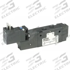 PARKER Solenoid Air Control Valve: B8, Four-Way / Two-Position, Single Solenoid, 120V AC, 3/4 in NPT (MPN B814BB553A). Key specifications — attr1084839: DIN Solenoid Connector; attr1093196: Solenoid Coil Included; attr1084853: Internal Pilot; attr1084865: Non-Locking; attr1084872: Solenoid Air Control Valve; attr1084885: Single Solenoid; attr1084828: B814BB553A; attr1084832: PARKER.