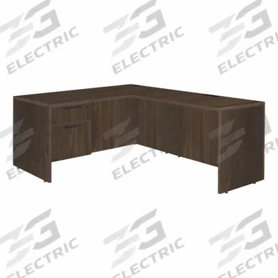 REGENCY Desk: Particle Board, Walnut, 1 Pedestals, 2 Drawers, 66 in Overall Wd - Pedestal Desks