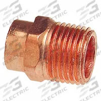 NIBCO Sweat Fitting Adapter: 3/8 in CTS x 3/4 in Pipe, Cup x MNPT, Wrot Copper (MPN 604R 3/8x3/4)