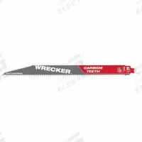 MILWAUKEE Reciprocating Saw Blade: 6 Teeth per Inch, 12 in Blade Lg, 0.05 in Blade Thick, 3 PK (MPN 48-00-5343). Key specifications — attr1109198: 6; attr1109200: Rigid for Straight Cuts; attr1109201: Tapered; attr1109209: MILWAUKEE.