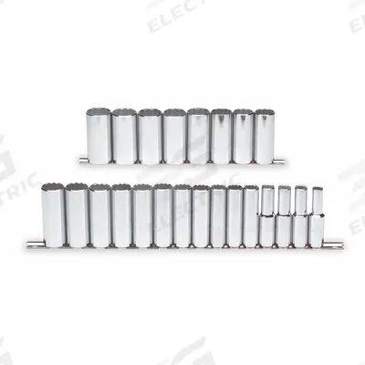 PROTO Socket Set: 1/2 in Drive, 23 Piece, 12-Point, Metric - SAE & Metric Socket Sets