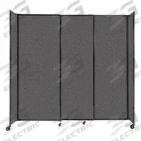 VERSARE Room Divider: 3 Panels, Opaque, Charcoal Gray Panel, 82 in Overall Ht, 86 in Overall Wd (MPN 1911007). Key specifications — Ballistic Standards: NIJ Level III-A; Frame Finish: Powder Coated; Frame Material: Aluminum; Mounting Location: Freestanding; Panel Color: Charcoal Gray; Panel Surface Material: Fabric.