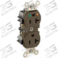LEVITON Receptacle: Hospital Grade Fed. Spec., Duplex, 5-20R, Brown, 125V AC, 20 A, 2 Pole / 3 Wire (MPN 8300-IGB)
