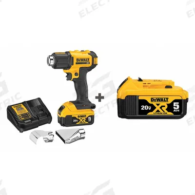 DEWALT Heat Gun Kit: 20V DC, (2) 5.0 Ah, 500°F to 990°F, 6.7 cfm Max Air Flow - DEWALT Cordless Heat Guns