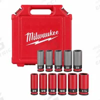 MILWAUKEE: 1/2 in Drive Size, 11 Pieces, (11) 6-Point, Black Phosphate (MPN 49-66-7833). Key specifications — attr1204429: MILWAUKEE; attr1204430: (11) 6-Point; attr1204436: 6-Point; attr1210036: 3/4 in to 1-1/6 in.