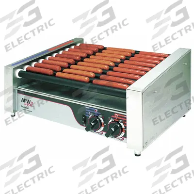 APW WYOTT Slanted Hot Dog Roller Grill: Up to 27 Hot Dogs, 19 1/2 in Cooking Surface Wd - Hot Dog Rollers