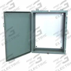 HAMMOND Electrical Enclosure: Steel, 30 in x 24 in x 10 in, NEMA 12/13/3R/4, w/Panel, Solid Cover (MPN 1418N4K10). Key specifications — Closure Method: Clamps; Brand: HAMMOND; Knockouts: Not Included.