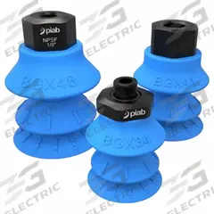 PIAB Vacuum Pad: Multi-Bellows, w/o Adapter, 48 mm Pad Dia, Food Grade Silicone Rubber, Blue, 50A (MPN S.BGX48SF50.XXX.00). Key specifications — attr1019136: S.BGX48SF50.XXX.00; attr1019138: PIAB; attr1019139: 50A.