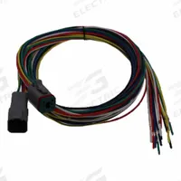 SPEED WIRING PRODUCTS Connector: Deutsch DT, 6 Poles, 72 in Wire Lead Lg, 13 A, 50V DC (MPN HG-06-7272). Key specifications — Wire Type: TXL Thin-Wall Cross-Linked Automotive Wire (SAE-J1128); Brand: SPEED WIRING PRODUCTS; Number of Poles: 6; Voltage Rating: 50V DC; Wire Jacket Material: Cross-Linked Polyethylene; Current Rating: 13 A; Wire Color: Red; Kit Contents - Description: (1) Receptacle with Male Contacts.