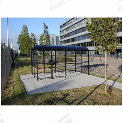 NO BUTTS BIN CO. Smoking Shelter: Unassembled, 3 Sides, 124 in x 84 in x 95 in, Aluminum - 3-Wall Back-To-Wall Unassembled Bus & Smoking Shelters