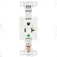 BRYANT Receptacle: Hospital Grade, Single, 5-20R, White, 125V AC, 20 A, 2 Pole / 3 Wire (MPN 8310W)