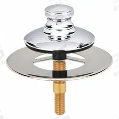 WATCO Drain Stopper: Plastic/Stainless Steel, Chrome-Plated, 2 7/8 in Overall Dia, Push and Pull (MPN 48751-PP-CP). Key specifications — Color: Silver; Material: Plastic.