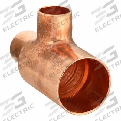NIBCO Sweat Fitting Tee: 1 1/4 in CTS x 3/4 in CTS x 3/4 in CTS, Cup x Cup x Cup - Wrot Copper Tube Fittings