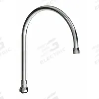 CHICAGO FAUCETS Spout: Spout, Gooseneck, Swivel Spout, Brass, Polished Chrome, Laminar, UNEF (MPN GN10BSWGJKABCP). Key specifications — Includes: Mounting Hardware; Product Type: Spout; Spout Style: Swivel; Body Material: Brass; Color/Finish: Polished Chrome; Brand: CHICAGO FAUCETS.