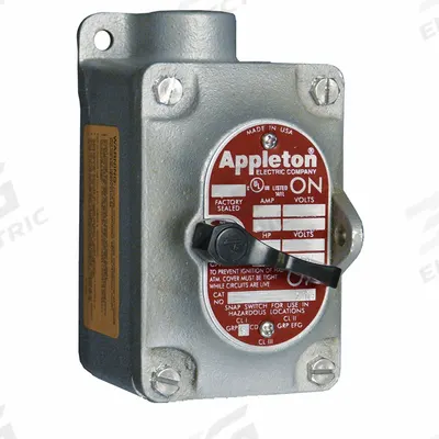 APPLETON ELECTRIC Tumbler Switch: 1 Gang, 3-Way, 20 A, 277 V AC, Dead-End Hub - One-Gang Front Lever Tumbler Switches