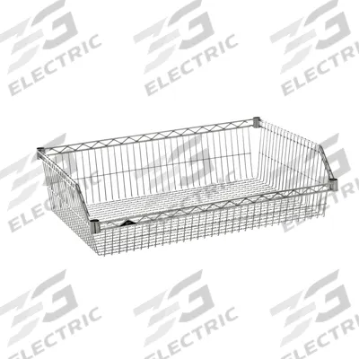 METRO Wire Shelving and Basket Shelf: 36 in x 24 in x 9 in, Steel, Chrome - Baskets for Wire Shelving