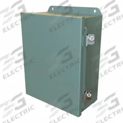 HAMMOND Electrical Enclosure: Steel, 10 in x 8 in x 4 in, NEMA 12/13/3R/4, Solid Cover, Hinged (MPN HJ1084HLP). Key specifications — Closure Method: Clamps; Brand: HAMMOND; Knockouts: Not Included.