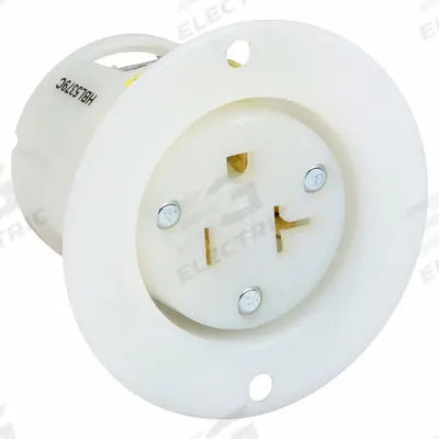 HUBBELL Flanged Receptacle: Single, 6-20, White, 250V AC, 20 A, 2 Pole / 3 Wire (MPN HBL5479C) - General Purpose Receptacles