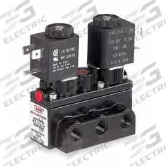 ARO Solenoid Air Control Valve: Alpha, Four-Way / Three-Position, 24V DC, 1/4 in Female NPT, Closed (MPN A312SD-024-D). Key specifications — attr1086925: Closed; attr1092969: Non-Locking; attr1086920: A312SD-024-D; attr1092977: Solenoid Return.