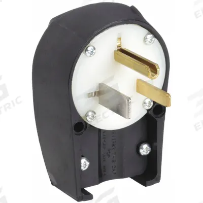 BRYANT Straight Blade Plug: 5-50P, 125V AC, 50 A, 2 Pole, 3 Blade, Black (MPN 9550ANPB) - Angled Plugs
