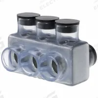 POLARIS Multitap Connector: 3 Port, Double-Sided Entry, 6 AWG – 600 kcmil Wire Size, Clear (MPN IPLD600-3CB). Key specifications — Body Material: Aluminum; Brand: POLARIS.
