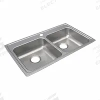 JUST MANUFACTURING Bowl Drop-In Sink: 33 in Overall Lg, 19 1/2 in Overall Wd, 6 in Bowl Dp, 2 Bowls (MPN DLFADA1933A604-J). Key specifications — Brand: JUST MANUFACTURING; Color Family: Silver/Gray.