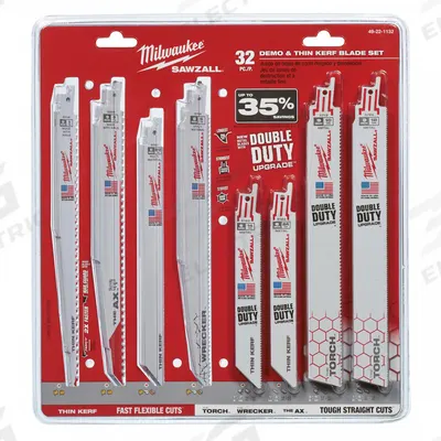 MILWAUKEE Reciprocating Saw Blade Set: 32 Pieces, Reciprocating Saw Blade Set - Reciprocating Saw Blade Sets