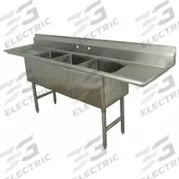 ADVANCE TABCO Scullery Sink: 3 Bowls, 43 in Overall Ht, 102 in Overall Lg, 30 in Overall Wd (MPN FC-3-1824-24RL-X). Key specifications — Brand: ADVANCE TABCO.