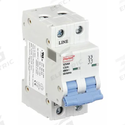 Dayton Supplementary Protector: 32 A Amps, 7.5kA at 480V AC, Screw Clamp, NDB2-63 - C-Curve, 2-Pole UL1077 DIN Rail-Mount Supplementary Protectors