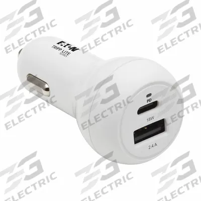 EATON TRIPP LITE Usb Charger: Charger, 3 Connections, 4 ft Cord Lg, White - 12V Vehicle Auxiliary Chargers