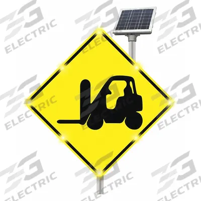 LED Traffic Sign: Aluminum, 0.08 in Thick, R1-1 MUTCD, Diamond - Flashing LED Forklift Crossing Signs