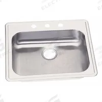 ELKAY Bowl Drop-In Sink: 25 in Overall Lg, 21 1/4 in Overall Wd, 5 1/4 in Bowl Dp, 21 in Bowl Lg (MPN GE125213). Key specifications — Brand: ELKAY; Color Family: Silver/Gray.
