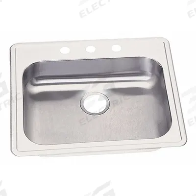 ELKAY Bowl Drop-In Sink: 25 in Overall Lg, 21 1/4 in Overall Wd, 5 1/4 in Bowl Dp - One-Bowl Counter-Mounted Kitchen & Bar Sinks without Faucets