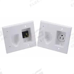 MONOPRICE Recessed Inlet/Recessed Single Wall Plate: White, 2 Gang, 2 Port, Recessed Module, Plastic (MPN 4652). Key specifications — Brand: MONOPRICE; Material: Plastic; Color: White; Outlet Orientation: Vertical; Module Style: Recessed.