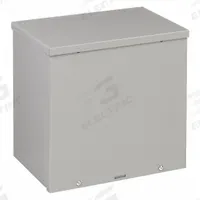 WIEGMANN Enclosure: Steel, 8 in x 8 in x 4 in, 3R, Solid Cover, Screw On, Included, Painted (MPN RSC080804). Key specifications — Brand: WIEGMANN; Closure Method: Padlock Hasp; Knockouts: Included.