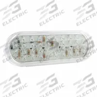 GROTE Stop/Turn/Tail Light: LED, Stop Light, Red, Oval, 2 5/16 in Overall Ht, 6 1/2 in Overall Wd (MPN G6012). Key specifications — Standards: FMVSS 108; Electrical Connection: Female Pin; Brand: GROTE; Installation Type: Permanent; Lens Color: Red; Mount Type: Bracket; Lighting Technology: LED; Light Type: Stop Light.