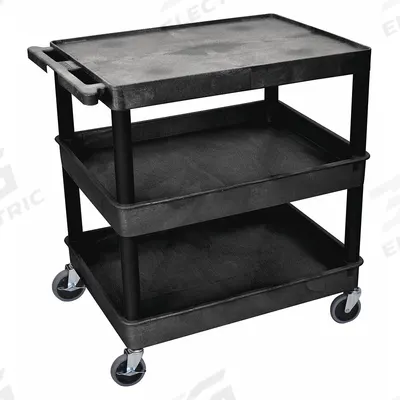 APPROVED VENDOR Utility Cart: 400 lb, 3 Shelves, 32 in L x 24 in W Self, Black - General Purpose Utility Carts