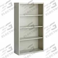 HIRSH Bookcase: Gray, Steel, 60 in Overall Ht, 34 1/2 in Overall Wd, 13 in Overall Dp, 4 Shelves (MPN 21994). Key specifications — Material: Steel; Brand: HIRSH; Color: Gray.