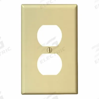 LEVITON Wall Plate: Duplex Outlet, 1 Gang, Ivory - General Purpose Wall Plates